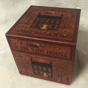 Bob’s Boxes Home Sweet Home Brown/Red Burgundy with Primitive House Angel Trees